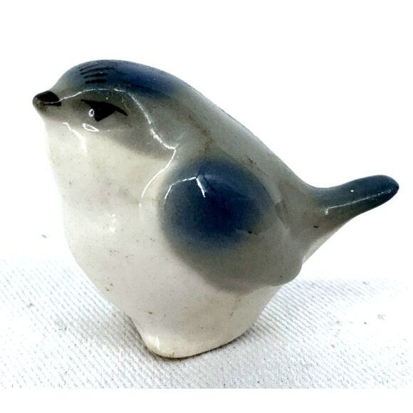 USSR Imperial Bird Figurine Porcelain Titmouse Lomonosov Russia Miniature 2" Lon - Picture 2 of 7